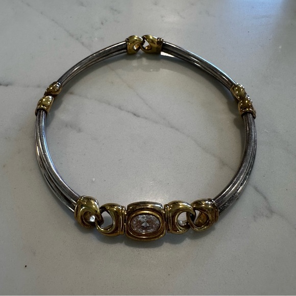 Jewelry - Vintage UnoAErre Italy Sterling Silver & Gold Vermeil Collar Necklace 16”